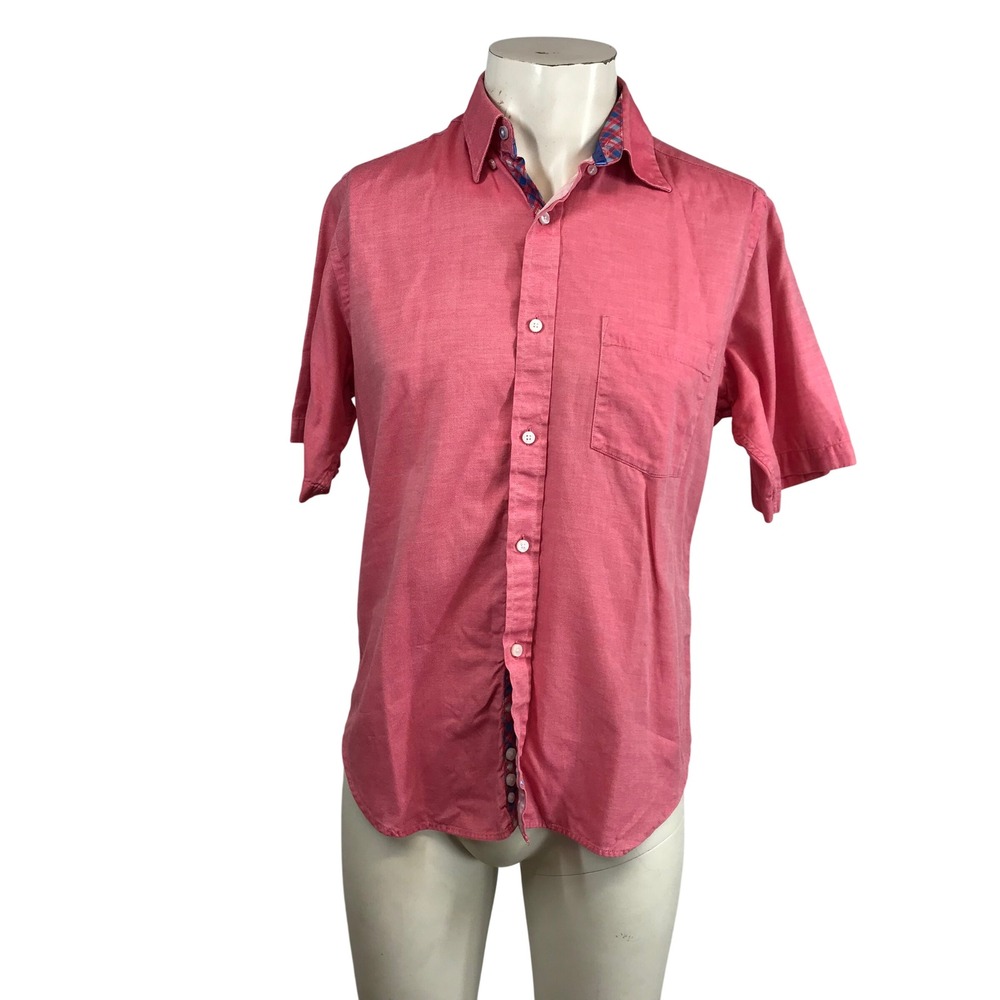 Tailorbyrd‎ Mens Short Sleeve Button Down Shirt Pink Cotton Size Small